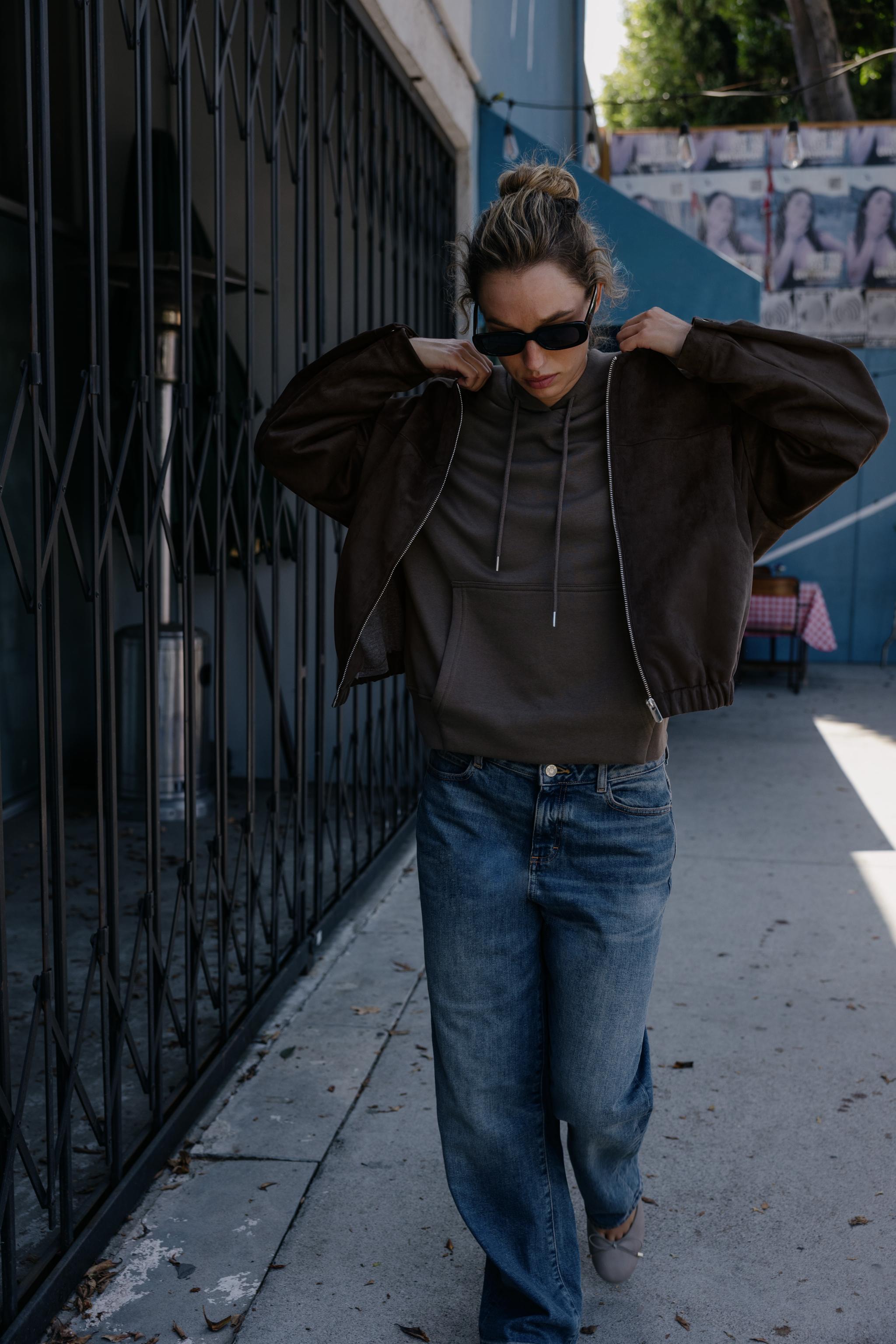 FAUX SUEDE BOMBER JACKET